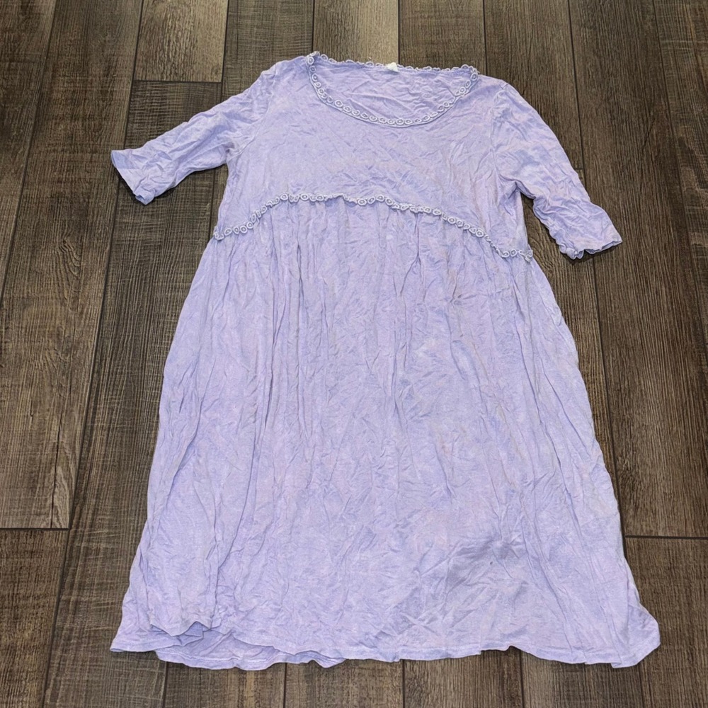 PinkBlush Lavender Crochet Trim Empire Waist Maternity Dress Medium KD3122-02